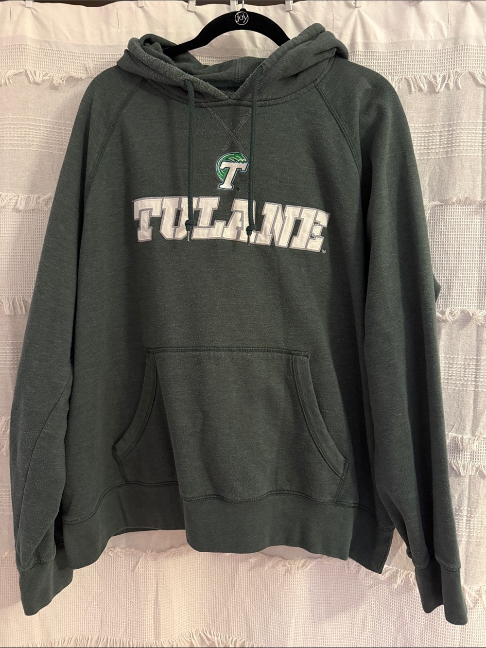 Champion  Tulane Dark Green Hooded Sweatshirt with White Logo